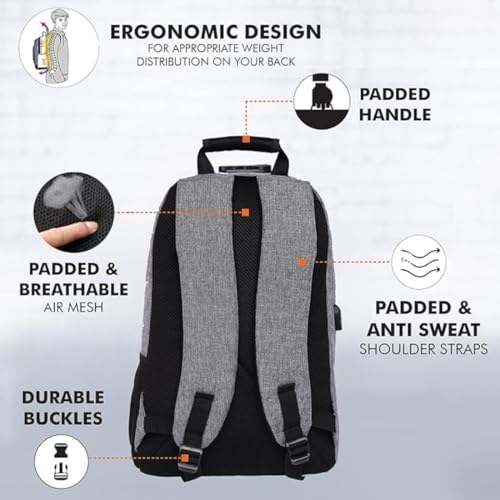 Image of TECHYBEE 45 L Expandable Travel Backpack - Flight Approved Carry On Weekender Bag with 16-Inch Laptop Compartment - Anti-Theft Large Business & College Daypack (Black)
