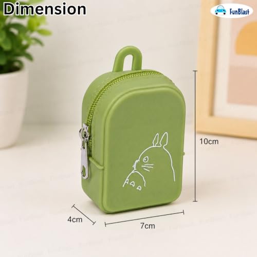 Image of FunBlast Cute Cat Shape Silicone Coin Purse for Kids & Adults - Mini Pouch for Coins, Earphones, Keys & Small Essentials, Aesthetic Pouches for Girls & Women - 10 X 7 X 4 Cm (Cat-Green)