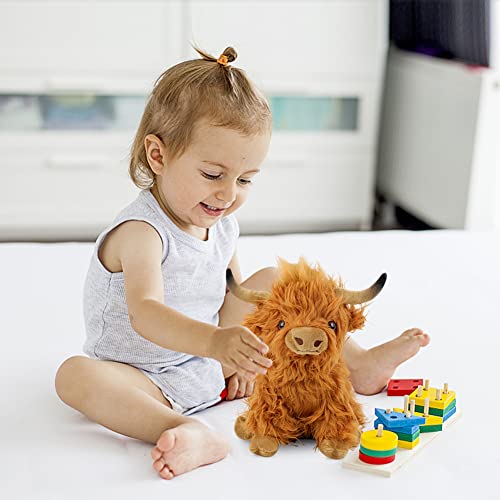 IOSCDH High-LAN-d Cow Soft Toy Plush Toy,Cow Kuscheltier,hochlandrind Kuscheltier,Flauschiges Plüschtier, für Kinder Mädchen Junge Fans Geburtstag Geschenk,zum Spielen,Sammeln & Kuschel