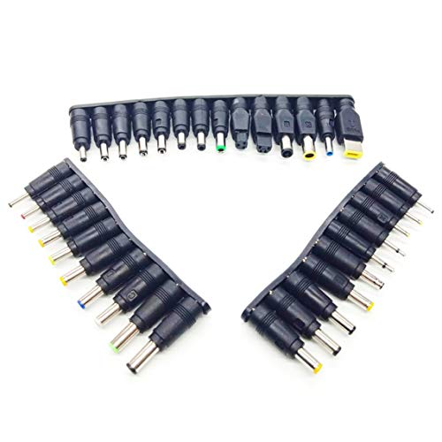 Zinniaya Universal power adapter AC DC Jack Charger Connector Plug for Laptop Notebook AC DC Power Adapter DC Conversion plug 34pcs
