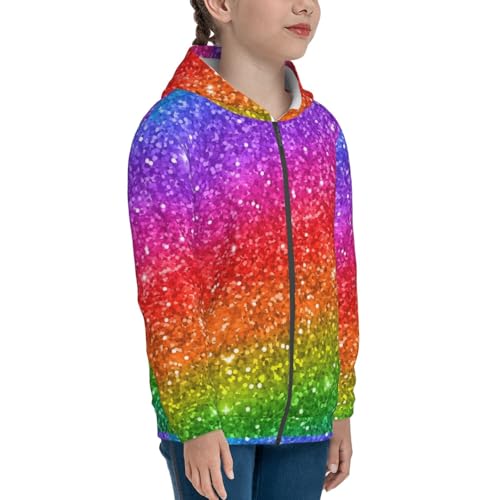 Colorful Glitter Kids Pullover Hoodies Boys Zip Up Sweatshirts Girls Athletic Clothes with Pocket4