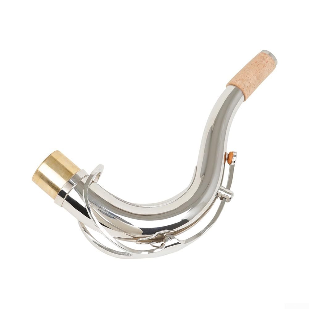 Col Courbé en Laiton pour Sax Ténor Bb 27.5mm(Silver) | Laiton massif, design courbé, diamètre 27.5mm, compatible ténor Bb, résonance supérieure