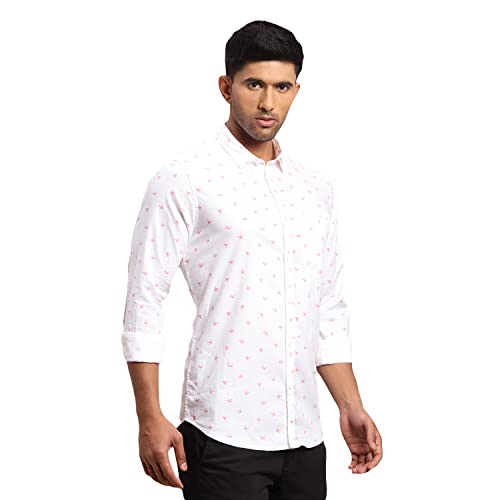 Image of Colorplus Men's Pure Cotton Print Pattern Contemporary Fit Regular Collar Full Sleeve Casual Shirt