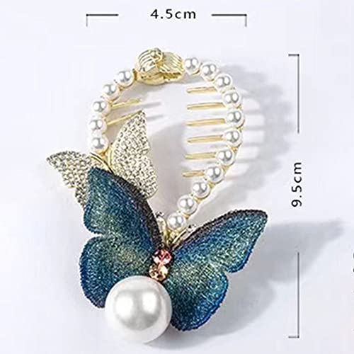 Chdhaltd Women Butterfly Head Buckle, Fashion Vintage Gifts For Girl Coiler Clip Hair Accessories(Blue) #TOP1