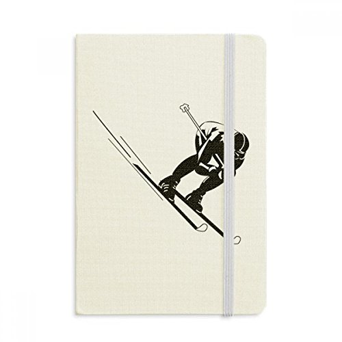 Motif illustration ordinateur portable ski tissu carnet A5 noir multicolore