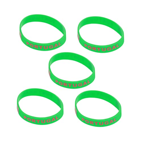 GRIRIW 5Pcs Country Flag Printed Silicone Wristband for Sports Games Comfortable Bracelets for Football Matches Portugal Flag Design Durable Stylish Sports Accessories