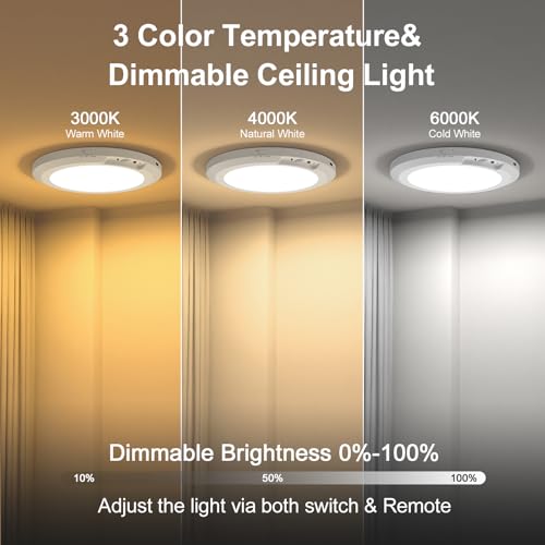 Image of Yunaking 2 Pack Rechargeable Ceiling Light with Motion Sensor: Battery Operated LED Closet Light with Remote & Timing - Wireless Dimmable Magnetic Mount Shower Lamp for Bathroom /Stairs /Garage /Hallway