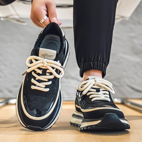 Men's Fashion Lace-up Suede Lrather Platform Sneaker Casual Non Slip Stylish Tennis Running Retro Classic Trainers Walking Sneakers2