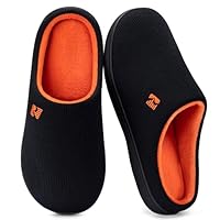 RockDove Mens Original Two-Tone Memory Foam Slipper, Size 6/7 UK Men, Black and Orange