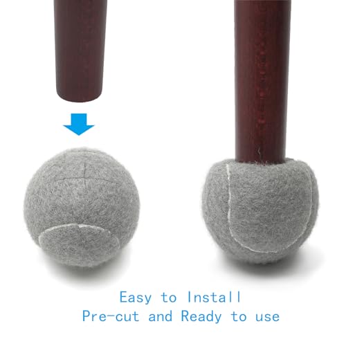 Precut Tennis Balls for Walkers 4 PCS Walker Tennis Ball for Furniture Legs and Floor Protection Heavy Duty Long Lasting Felt Pad Glide,Fit Most Walkers (Gray) - Thumbnail 5