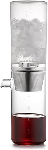 JITEM Cafetera - Gotero de vidrio para café y té, cafetera con filtro de acero inoxidable de flujo de agua ajustable para café o té