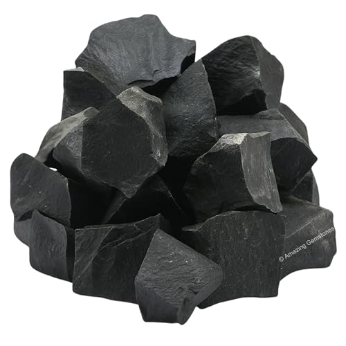 Image of Amazing Gemstone Black Agate Raw Crystals and Healing Stones, Natural Rocks for Tumbling - DIY Raw Stones and Crystals, 2 Pieces