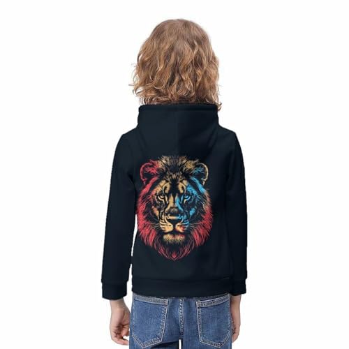 Hoodie lion éblouissant imprimé 3D multicolore et structure légère - 4