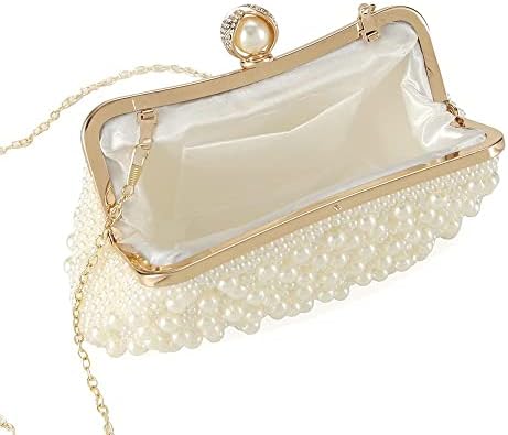 Evening Clutch Bag for Women Handmade Pearl Clutch Wallet Purse Bag Wedding Party Bridal Handbag Ladies Banquet Bag