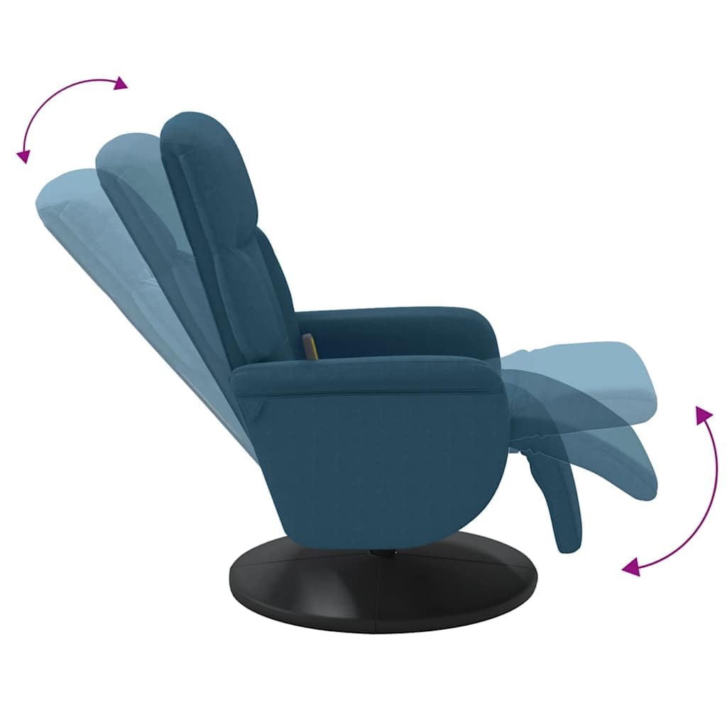 vidaXL Massagesessel Verstellbare Rückenlehne Fußteil Drehbar Relaxsessel mit Liegefunktion Blau Samt