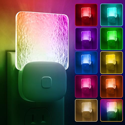 Image of L LOHAS LED Night Light Plug into Wall, 8-Color Changing+Soft White 3000K, Dusk to Dawn Sensor, 3 Lighting Modes, Nursery Night Light for Kids, Bedroom, Hallway, Room Decor