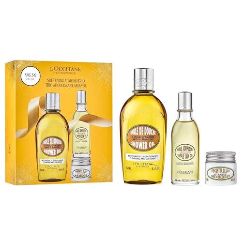 L’Occitane Softening Almond Trio Gift Set, Holiday Skincare Essen...