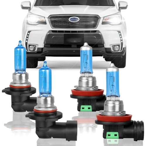 XRDHJI Fit for Subaru Forester 2009-2018 High Performance Halogen Headlight Bulbs,9005 High Beam H11 Low Beam Headlamp Replacement Bulbs Kit,Pack of 4
