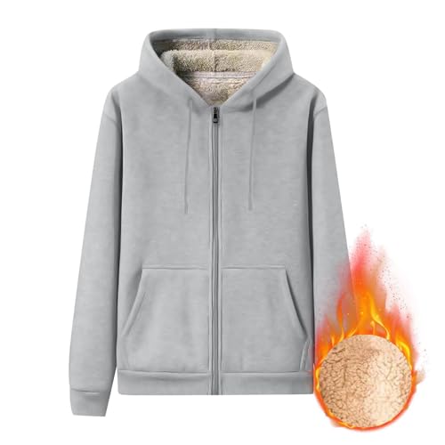 Mens Sherpa Lined Hoodie Full-Zip Thermal Fleece Hooded Winter Warm Casual Sweatshirt