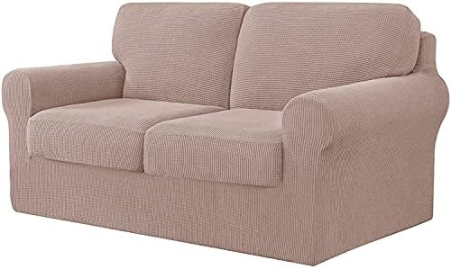 Sofa Cover Stretch Sofa Slipcover 2 Seater with 2 Backrest and 2 Seat Cushion Covers Separate Furniture Protector Loveseat Cover 145-178cm 5 PCS (Grey)