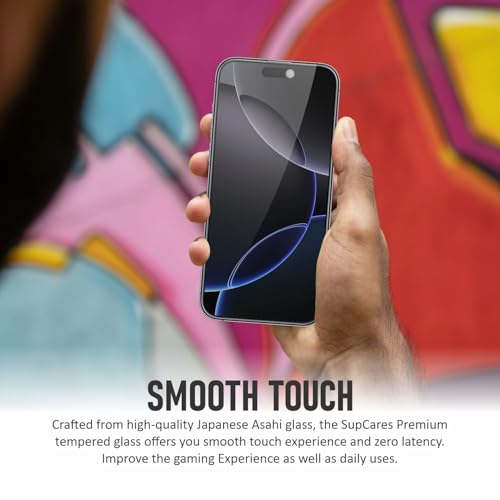 Image of SupCares Privacy Tempered Glass for iPhone 16 Pro (6.3 Inch) With Installation Kit | Military-Grade Gorilla Screen Protector | Edge to Edge Coverage | Black