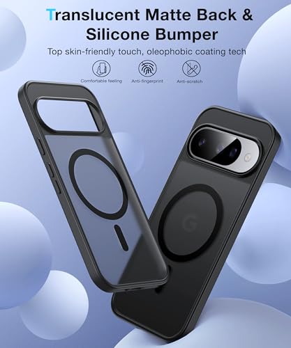 Image of [NO.1 Magnetic]for Google Pixel 10 Case /Pixel 10 Pro Case with MagSafe[Military Grade Drop Tested][Translucent Matte][Anti-Fingerprint]Soft Silicone Bumper for Pixel 10 /10 Pro Phone Case,Black