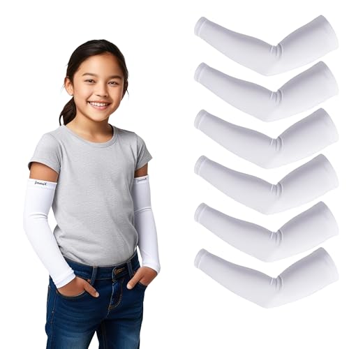 Image of Kids Arm Sleeves - Protective Arm Covers for Boys & Girls, Ages 5-13, UV Sun Protection, Perfect for Sports, Cycling, Running, and Outdoor Activities