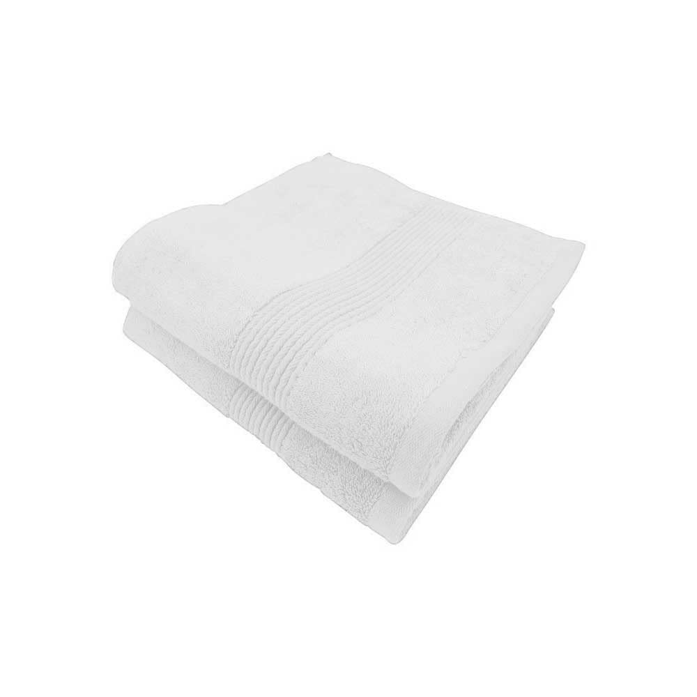 Juego de 2 toallas de baño de algodón y bambú de 600 g/m² (blanco, 100 x 150)