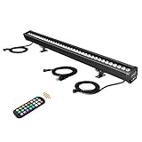 ATCD Linkable LED Wall Washer Light with RF Remote, 144W 120V Waterproof RGBW Linear Light Bar, 40' Color Changing Landscape Spotlight for Outdoor Indoor Lighting Projects, Black
