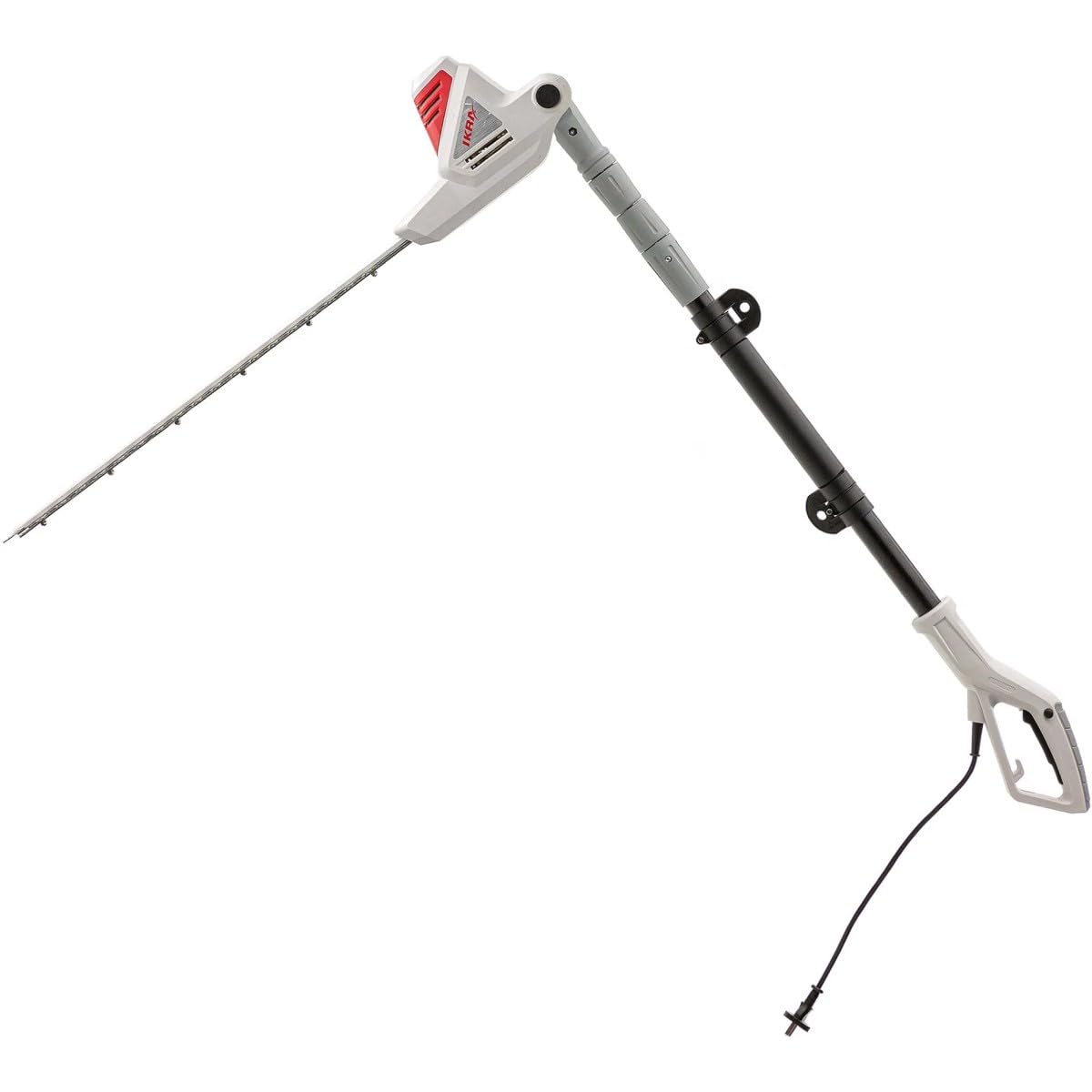 Tamaño seto telescópico con cable, 600 W, hoja de corte 59 cm, corte 51 cm, tamaño seto sobre palo ajustable, 1,95 – 2,40 m IKRA