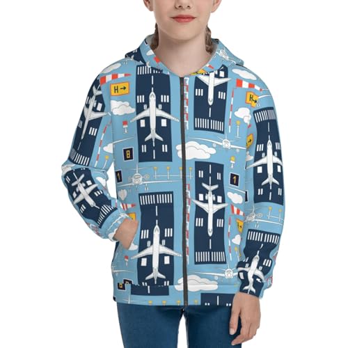 Airplanes and Aviation Signs Kid Hoodies Boys Zip Up Sweatshirts Girls Pullover with Pocket3