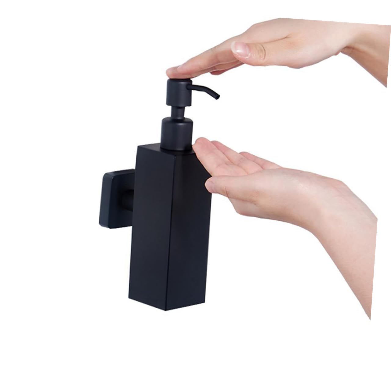 Dosatore per Sapone Liquido da Muro 200ml Acciaio Inox Nero | Quadrato, Ricaricabile e Antigoccia, per Cucina e Casa, Installazione Semplice