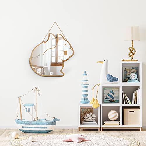 Cute Squirrel Patterned Silver Natural Wood Framed Acrylic To Hanging Wall Mirror Decorative Stickers Baby Kids Teen Room Nursery Bathroom Bedroom Livingroom Decoration #TOP5