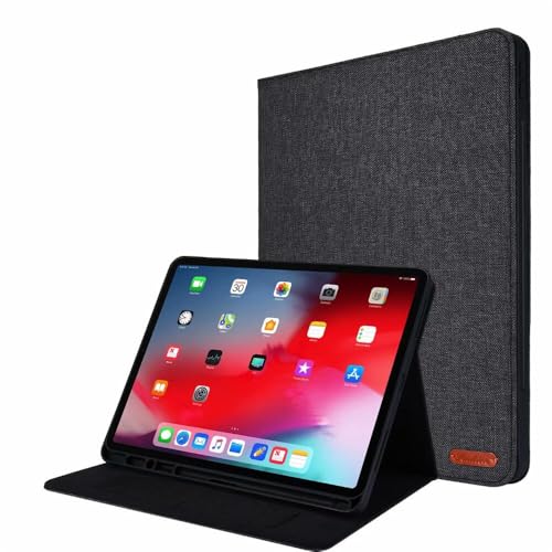 Coque iPad Pro 11 inch M5 2025 étui noir flip anti-rayure toile cuir