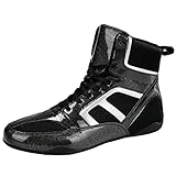 SDEQA Mens Wrestling Boots Fashion Boxing Gym Trainers High Top Fitness Sneakers Lightweight Bodybuilding Shoes,Black,10