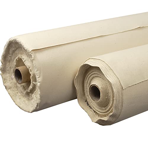 Creative Mark Unprimed Cotton Duck Deluxe Canvas Roll - 7 Ounce Single Fill Roll - 72" x 30 Yards - Uniform Medium Texture - Economy Cotton Sheeting - Bulk Un-Stretched Duck Canvas Fabric for Artists
