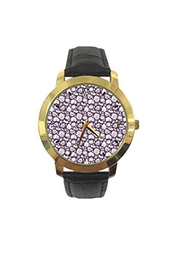 Preisvergleich Produktbild Romantische Blütenmuster Hochzeit Exotisch Feminine Garten Blüten mit Konturen Mode Herren Armbanduhr Quarz Leder Band Freizeit Uhr