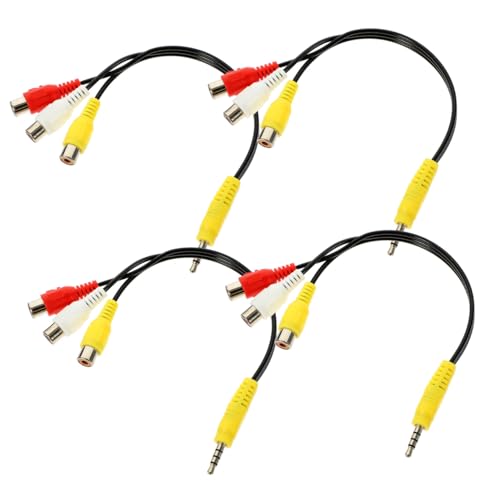 4pcs 3.5mm to 3-Way Composite Av Converter Cable Splitter Adapter Cord for Audio Patch Cord 3-Way Av to Compatible Set-top Box and DVD Player Household Electronics Accessory