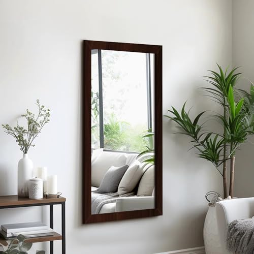 Image of Wall Hanging 3ft Brown Waterproof PVC Framed Wall Mirror for Bedroom or Bathroom |Home Decor Wall Mounted Mirror for Bedroom Living-Room Vanity Farmhouse| wash Room Mirror for Wall