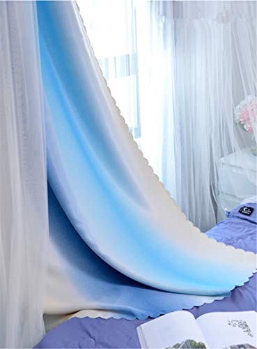 Image of Yancorp Girls Princess Bedroom Curtains - Star Pattern, 72 inch Long, Tieback & 3 Bowties (Blue Beige, W52 inch X L72 inch), 1 Panel