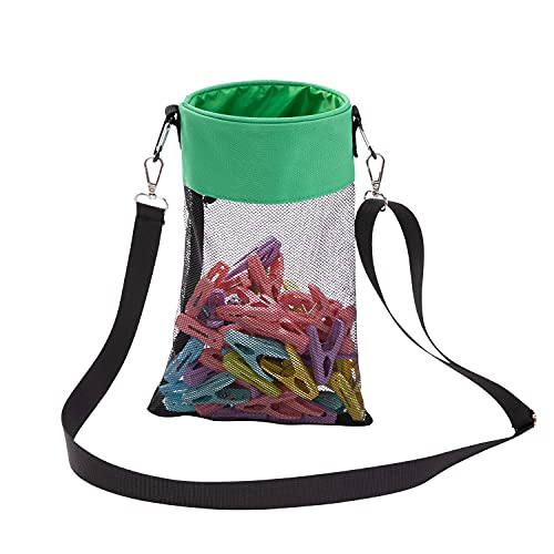 KGMCARE Clothes Peg Bag with Hook for Hanging, Clothes Pegs Bag for up to 100 Clothes Pegs, Indoor and Outdoor Suitable (Green)