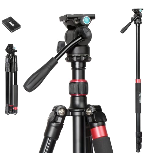 Camera Tripod 70 Video Tripod with Fluid Head Aluminum Heavy Duty Tripod with Carry Bag Professional Camera Tripods & Monopods Compatible with Canon Sony DSLR Camcorder (TM70-FB1)