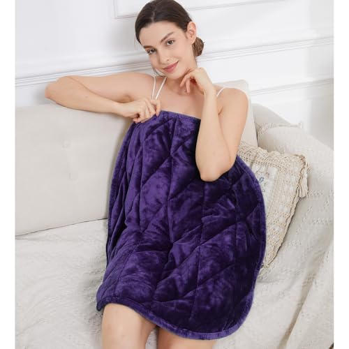 Alomidds Weighted Blanket 7lbs, Cozy Soft Flannel Portable Weighted Lap Blanket for Adults, Small Travel Weighted Blanket for Relaxing, Sleeping, Napping, Machine Washable, Purple, 29