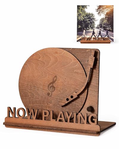 BS-VOG Now Playing Vinyl Record Stand, Tabletop Wooden Record Holder, Now Spinning Vinyl Stand...
