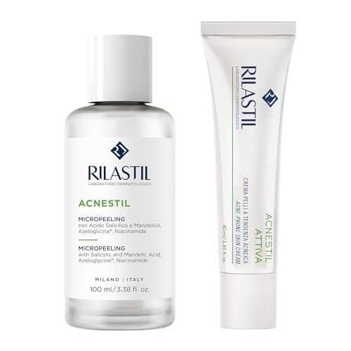 Pack Anti-imperfecciones Rilastil - Acnestil Attiva(+) Crema Seborreguladora 50 Ml + Acnestil Micropeeling Exfoliante para Marcas de Acné 100 ml ,Para para Pieles Grasas o Tendencia Acneica