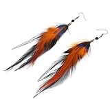TOYANDONA Boucles Oreilles Plume Naturelles Légères avec Perles Cristal pour Femmes Bohèmes Style Ethnique Élégant