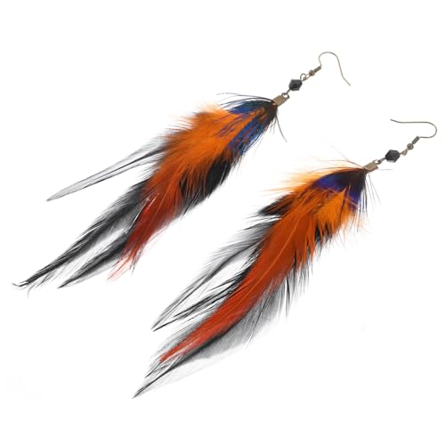 TOYANDONA Boucles Oreilles Plume Naturelles Légères avec Perles Cristal pour Femmes Bohèmes Style Ethnique Élégant