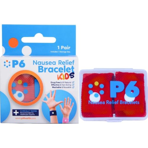 Image of P6 Motion Sickness Bands for Kids, Red, 1 Pack | Anti Nausea, Sea Cruise Travel Car Sickness, All-Natural, Non Drowsy Relief