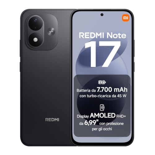 REDMI Note 17, Smartphone 6+256GB, Black, Batteria da 7700 mAh
