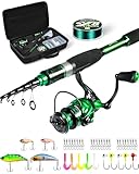 Ghosthorn Fishing Rod and Reel Combo, Graphite Telescoping Fishing Pole Collapsible Portable Travel Kit with Carrier Bag for Freshwater Saltwater